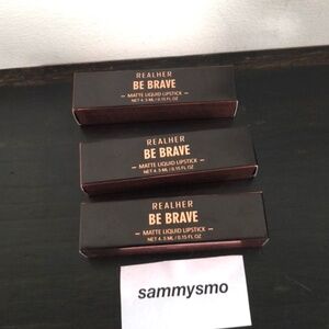Realher Metallic Matte Liquid Lipstick, BE BRAVE metallic rose gold x3